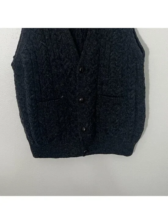 Carraig Donn Dark Gray Sleeveless Button Down Wool Cardigan Sweater Vest Size XL - Picture 3 of 10